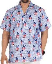 Load image into Gallery viewer, Patriotic American Flag Printed Hawaiian Beach Shirts For Men Blue P00128