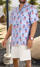 Load image into Gallery viewer, Patriotic American Flag Printed Hawaiian Beach Shirts For Men Blue P00128