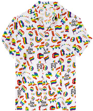 Cargar imagen en el visor de la galería, LA LEELA Men's Hawaiian Shirt LGBT White,Pride P00148