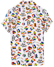 Cargar imagen en el visor de la galería, LA LEELA Men's Hawaiian Shirt LGBT White,Pride P00148
