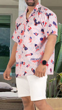 Load image into Gallery viewer, Patriotic American Flag Printed Hawaiian Beach Shirts For Men Peach P00182