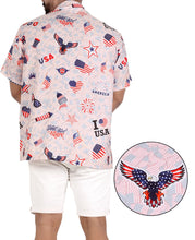 Load image into Gallery viewer, Patriotic American Flag Printed Hawaiian Beach Shirts For Men Peach P00182
