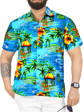 Load image into Gallery viewer, LA LEELA Men Casual Beach Hawaii Map Shirt for Aloha Tropical Beach front Short sleeve P00202