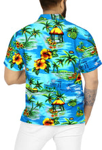 Load image into Gallery viewer, LA LEELA Men Casual Beach Hawaii Map Shirt for Aloha Tropical Beach front Short sleeve P00202