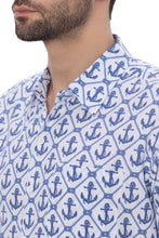 Load image into Gallery viewer, Sail Into Style White Anchor-Printed Rayon Men's Shirt P00344
