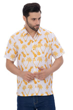 Load image into Gallery viewer, HAPPY BAY Mens Hawaiian Linen Effect Shirts Mustard Pineapple P00389