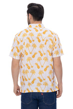 Load image into Gallery viewer, HAPPY BAY Mens Hawaiian Linen Effect Shirts Mustard Pineapple P00389