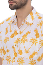 Load image into Gallery viewer, HAPPY BAY Mens Hawaiian Linen Effect Shirts Mustard Pineapple P00389