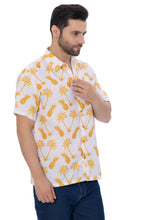Load image into Gallery viewer, HAPPY BAY Mens Hawaiian Linen Effect Shirts Mustard Pineapple P00389