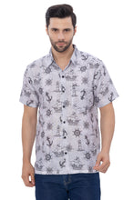 Load image into Gallery viewer, LA LEELA Mens Hawaiian Shirts Ocean Grey P00392