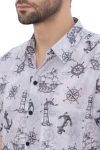 Load image into Gallery viewer, LA LEELA Mens Hawaiian Shirts Ocean Grey P00392