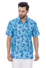 Load image into Gallery viewer, LA LEELA Mens Hawaiian Shirts Anchor Blue P00393