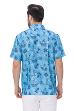 Load image into Gallery viewer, LA LEELA Mens Hawaiian Shirts Anchor Blue P00393