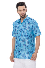 Load image into Gallery viewer, LA LEELA Mens Hawaiian Shirts Anchor Blue P00393