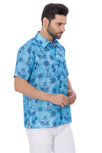 Load image into Gallery viewer, LA LEELA Mens Hawaiian Shirts Anchor Blue P00393