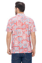 Load image into Gallery viewer, HAPPY BAY Linen Effect Mens Shirts Red Abstract Leafs P00397