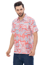 Load image into Gallery viewer, HAPPY BAY Linen Effect Mens Shirts Red Abstract Leafs P00397