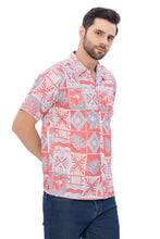 Load image into Gallery viewer, HAPPY BAY Linen Effect Mens Shirts Red Abstract Leafs P00397