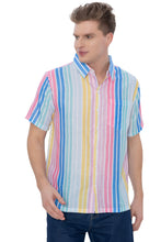 Load image into Gallery viewer, LA LEELA Mens Hawaiian Shirts Stripes Multi P00403