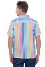 Load image into Gallery viewer, LA LEELA Mens Hawaiian Shirts Stripes Multi P00403