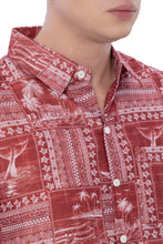 Load image into Gallery viewer, HAPPY BAY Linen Effect Mens Shirts Red Landscape P00406