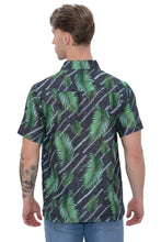 Load image into Gallery viewer, HAPPY BAY Linen Effect Mens Shirts Green Palm Leafs P00409