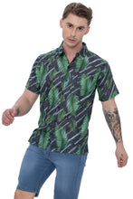 Load image into Gallery viewer, HAPPY BAY Linen Effect Mens Shirts Green Palm Leafs P00409