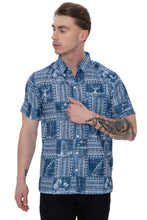 Load image into Gallery viewer, HAPPY BAY Linen Effect Mens Shirts Blue Landscape P00415