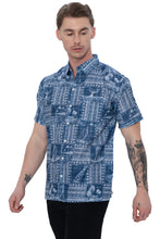 Load image into Gallery viewer, HAPPY BAY Linen Effect Mens Shirts Blue Landscape P00415