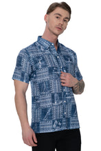 Load image into Gallery viewer, HAPPY BAY Linen Effect Mens Shirts Blue Landscape P00415