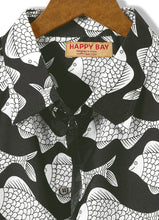 Load image into Gallery viewer, LA LEELA Mens Hawaiian Shirts Fish Black P00416