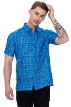 Load image into Gallery viewer, HAPPY BAY Linen Effect Mens Shirts Blue Pineapple P00424