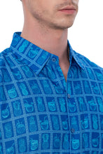 Load image into Gallery viewer, HAPPY BAY Linen Effect Mens Shirts Blue Pineapple P00424