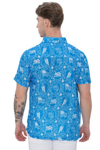 Load image into Gallery viewer, 4th of July USA Flag and Eagle Printed Linen Effect Shirt For Men Blue P00430