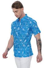 Load image into Gallery viewer, 4th of July USA Flag and Eagle Printed Linen Effect Shirt For Men Blue P00430