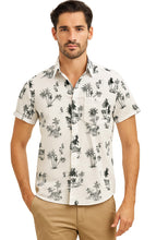 Cargar imagen en el visor de la galería, LA LEELA Mens Hawaiian Shirts Large Palm Tree White P00438