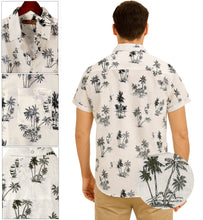 Cargar imagen en el visor de la galería, LA LEELA Mens Hawaiian Shirts Large Palm Tree White P00438