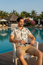 Cargar imagen en el visor de la galería, LA LEELA Mens Hawaiian Shirts Large Palm Tree White P00438