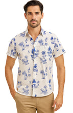 Load image into Gallery viewer, LA LEELA Mens Hawaiian Shirts Large Beach White P00439