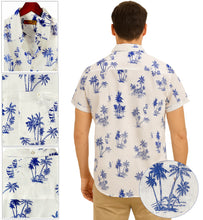 Load image into Gallery viewer, LA LEELA Mens Hawaiian Shirts Large Beach White P00439