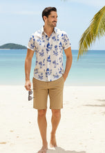 Load image into Gallery viewer, LA LEELA Mens Hawaiian Shirts Large Beach White P00439