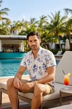 Load image into Gallery viewer, LA LEELA Mens Hawaiian Shirts Large Beach White P00439