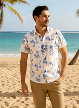 Load image into Gallery viewer, LA LEELA Mens Hawaiian Shirts Large Beach White P00439