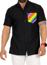 Load image into Gallery viewer, LA LEELA Men's Hawaiin Shirt LGBT Colored Pocket,P00527