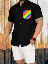 Load image into Gallery viewer, LA LEELA Men's Hawaiin Shirt LGBT Colored Pocket,P00527