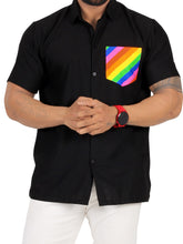 Load image into Gallery viewer, LA LEELA Men's Hawaiin Shirt LGBT Colored Pocket,P00527