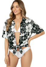 Load image into Gallery viewer, All Hibiscus Black Printed Hawaiian Shirts For Women P00540