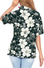 Load image into Gallery viewer, All Hibiscus Black Printed Hawaiian Shirts For Women P00540