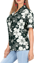 Load image into Gallery viewer, All Hibiscus Black Printed Hawaiian Shirts For Women P00540