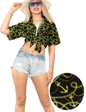 Load image into Gallery viewer, HAPPY BAY Womens Beach Hawaiian Black Anchor P00546